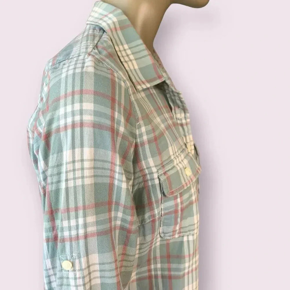 J. Crew Perfect Shirt Western Plaid Button Up Long Sleeves Size S Green Cotton - Picture 8 of 15